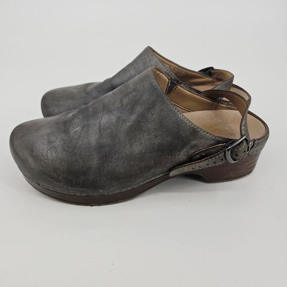 Dansko Clogs Mules Shoe Ingrid Shoes Gray Oiled Leather Boho Lagenlook 40 US 10 - Picture 4 of 10